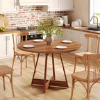 Mesa de Comedor Redonda de 39 Pulgadas para 2-4 Personas, Mesa de Cocina Redonda Estilo Rústico, Mesa de Comedor de Madera, Mesa Pequeña de Bistró para Restaurante, Marrón