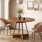 Mesa de Comedor Redonda de 39 Pulgadas para 2-4 Personas, Mesa de Cocina Redonda Estilo Rústico, Mesa de Comedor de Madera, Mesa Pequeña de Bistró para Restaurante, Marrón