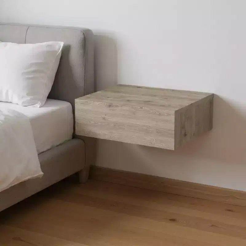 Mesita de noche flotante de 5 cajones de madera gris