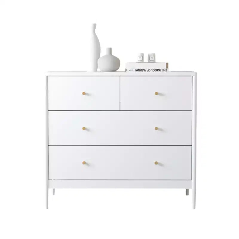 Cómoda de 4 cajones para niños, armario de almacenamiento de madera para cuarto de bebé o dormitorio, 89.9 cm de ancho, blanco