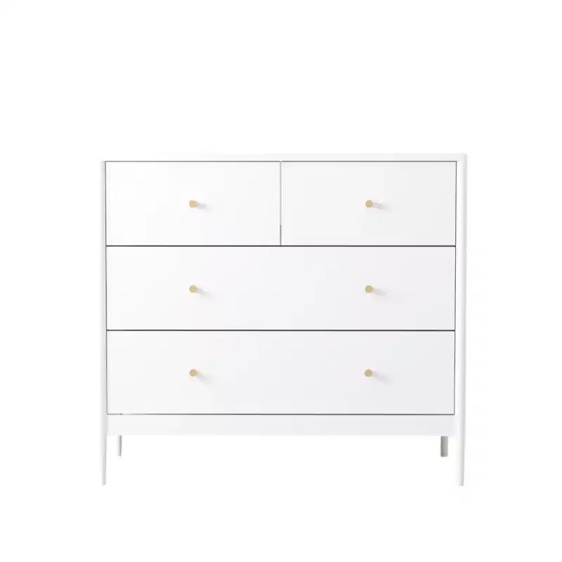 Cómoda de 4 cajones para niños, armario de almacenamiento de madera para cuarto de bebé o dormitorio, 89.9 cm de ancho, blanco