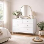Cómoda de 4 cajones para niños, armario de almacenamiento de madera para cuarto de bebé o dormitorio, 89.9 cm de ancho, blanco