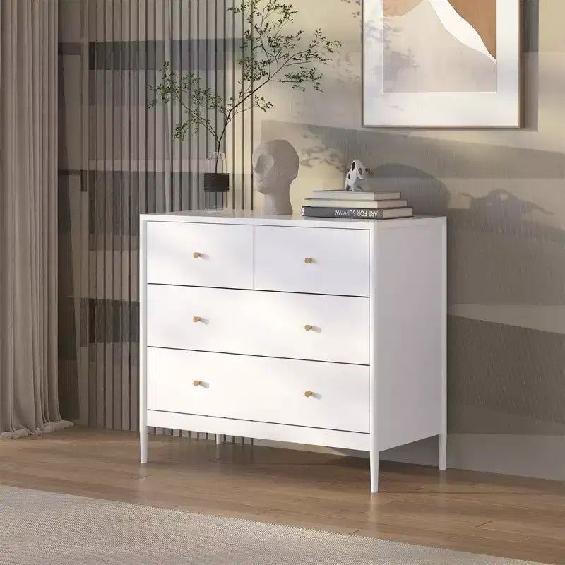 Cómoda de 4 cajones para niños, armario de almacenamiento de madera para cuarto de bebé o dormitorio, 89.9 cm de ancho, blanco