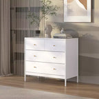 Cómoda de 4 cajones para niños, armario de almacenamiento de madera para cuarto de bebé o dormitorio, 89.9 cm de ancho, blanco