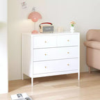 Cómoda de 4 cajones para niños, armario de almacenamiento de madera para cuarto de bebé o dormitorio, 89.9 cm de ancho, blanco