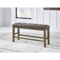 Signature Design by Ashley Vallister Counter Height Upholstered Dining Bench, Faux Leather Seat, Light Brown Finish