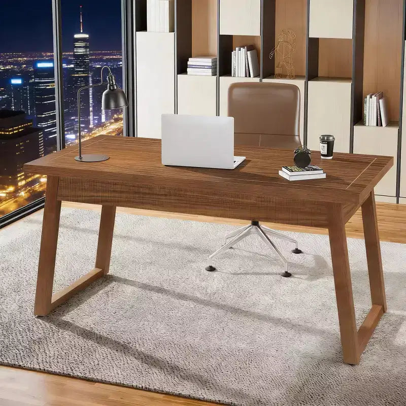 Escritorio de madera, mesa de estudio/escritura de mediados de siglo con cajón