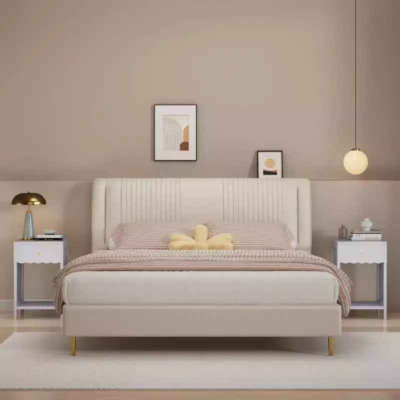 Mesita de Noche con Borde Festoneado con Cajón y Estante Abierto, Mesita de Noche de 26.77 Pulgadas de Alto para Dormitorio o Habitación Infantil, Lila