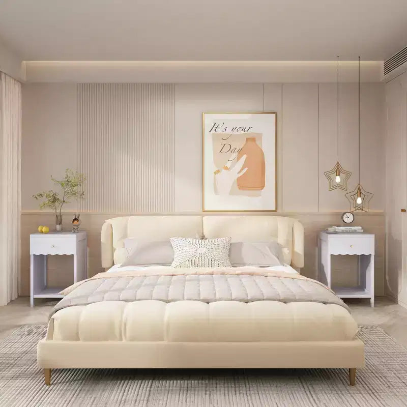 Mesita de Noche con Borde Festoneado con Cajón y Estante Abierto, Mesita de Noche de 26.77 Pulgadas de Alto para Dormitorio o Habitación Infantil, Lila