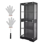 VEVOR Display Cabinet with Glass Doors, 65 in Tall Lighted Display Case with 3 Color Lights, 4-Tier Curio Collectibles Storage Cabinet, Black