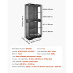 Vitrina con puertas de cristal, vitrina iluminada de 65 pulgadas de alto con luces de 3 colores, vitrina de coleccionables de 4 niveles, negra