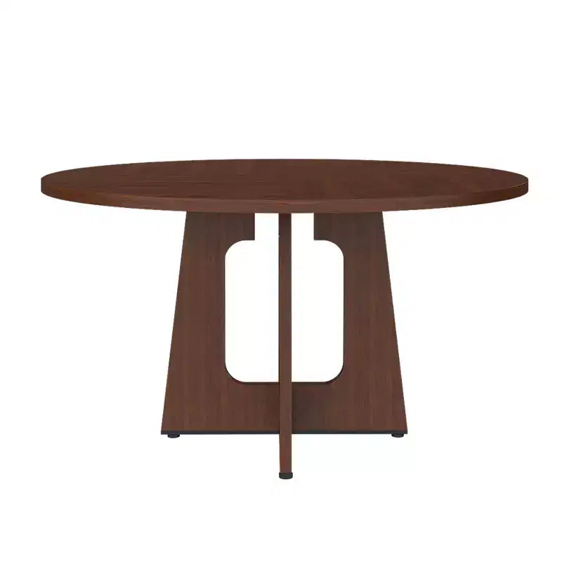 Mesa de comedor redonda de 47 pulgadas para 4 personas, mesa de cocina estilo rústico, mesa circular de MDF con acabado de vetas de madera, capacidad de peso de 300 lb para comedor, cocina, sala de estar