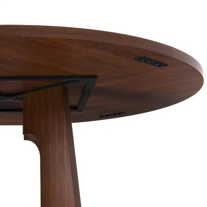 Mesa de comedor redonda de 47 pulgadas para 4 personas, mesa de cocina estilo rústico, mesa circular de MDF con acabado de vetas de madera, capacidad de peso de 300 lb para comedor, cocina, sala de estar