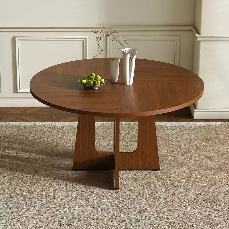 Mesa de comedor redonda de 47 pulgadas para 4 personas, mesa de cocina estilo rústico, mesa circular de MDF con acabado de vetas de madera, capacidad de peso de 300 lb para comedor, cocina, sala de estar