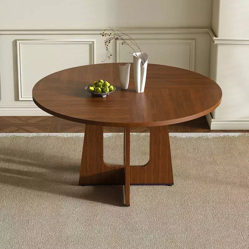 Mesa de comedor redonda de 47 pulgadas para 4 personas, mesa de cocina estilo rústico, mesa circular de MDF con acabado de vetas de madera, capacidad de peso de 300 lb para comedor, cocina, sala de estar