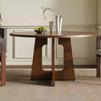 Mesa de comedor redonda de 47 pulgadas para 4 personas, mesa de cocina estilo rústico, mesa circular de MDF con acabado de vetas de madera, capacidad de peso de 300 lb para comedor, cocina, sala de estar