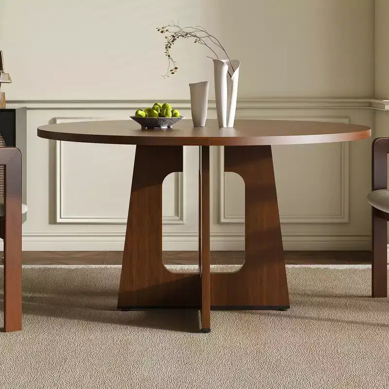 Mesa de comedor redonda de 47 pulgadas para 4 personas, mesa de cocina estilo rústico, mesa circular de MDF con acabado de vetas de madera, capacidad de peso de 300 lb para comedor, cocina, sala de estar