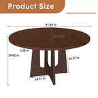 Mesa de comedor redonda de 47 pulgadas para 4 personas, mesa de cocina estilo rústico, mesa circular de MDF con acabado de vetas de madera, capacidad de peso de 300 lb para comedor, cocina, sala de estar