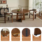 Mesa de comedor redonda de 47 pulgadas para 4 personas, mesa de cocina estilo rústico, mesa circular de MDF con acabado de vetas de madera, capacidad de peso de 300 lb para comedor, cocina, sala de estar