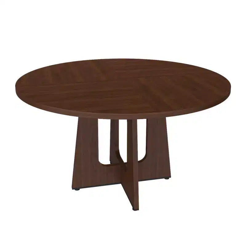 Mesa de comedor redonda de 47 pulgadas para 4 personas, mesa de cocina estilo rústico, mesa circular de MDF con acabado de vetas de madera, capacidad de peso de 300 lb para comedor, cocina, sala de estar
