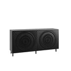 Aparador moderno de madera negra, mueble de almacenamiento de cocina con estantes ajustables y diseño de puerta termoformada, apto para cocinas, negro