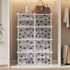 Zapatero desmontable de 8 niveles, organizador expandible para 32 pares con puerta para entrada y dormitorio, blanco