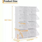 Zapatero desmontable de 8 niveles, organizador expandible para 32 pares con puerta para entrada y dormitorio, blanco
