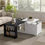 Mesa de centro elevable de 47'', mesa central rectangular de madera con almacenamiento oculto, mesa de cóctel extensible para sala de estar, dormitorio u oficina
