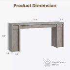 Mesa de entrada de 70.9 pulgadas, mesa consola rústica de madera, mesa gruesa para sofá detrás del sillón, mesas consola largas para sala de estar en la entrada