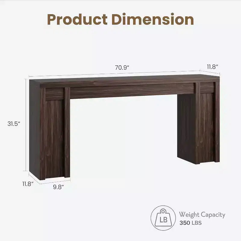 Mesa de entrada de 70.9 pulgadas, mesa consola rústica de madera, mesa gruesa para sofá detrás del sillón, mesas consola largas para sala de estar en la entrada