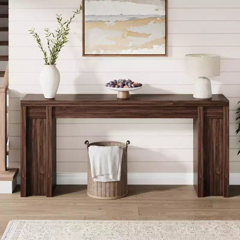 Mesa de entrada de 70.9 pulgadas, mesa consola rústica de madera, mesa gruesa para sofá detrás del sillón, mesas consola largas para sala de estar en la entrada