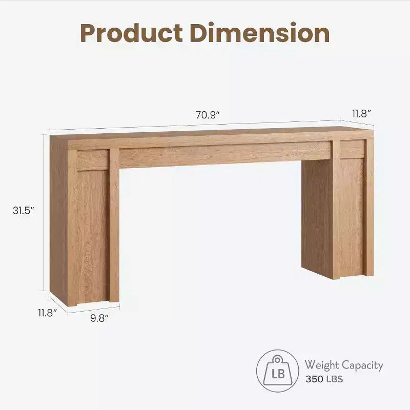 Mesa de entrada de 70.9 pulgadas, mesa consola rústica de madera, mesa gruesa para sofá detrás del sillón, mesas consola largas para sala de estar en la entrada