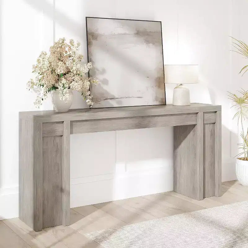 Mesa de entrada de 70.9 pulgadas, mesa consola rústica de madera, mesa gruesa para sofá detrás del sillón, mesas consola largas para sala de estar en la entrada