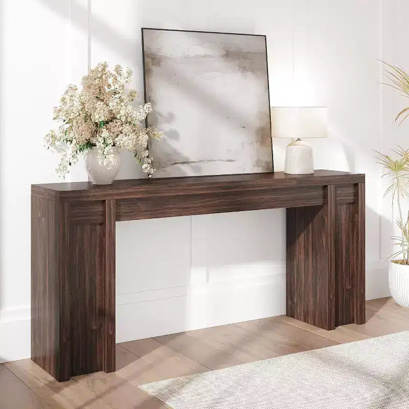Mesa de entrada de 70.9 pulgadas, mesa consola rústica de madera, mesa gruesa para sofá detrás del sillón, mesas consola largas para sala de estar en la entrada