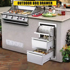 Cajón de acero inoxidable para exteriores, almacenamiento resistente al óxido y a la intemperie con guías de cierre suave para parrilla de barbacoa/cocina