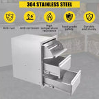 Cajón de acero inoxidable para exteriores, almacenamiento resistente al óxido y a la intemperie con guías de cierre suave para parrilla de barbacoa/cocina