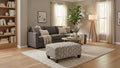 Roundhill Furniture Marvella Living Room Ottoman, Herringbone-Inspired Fabric Upholstery