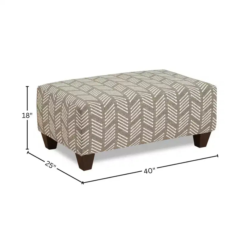 Otomana para sala de estar, tapicería de tela con diseño de espiga