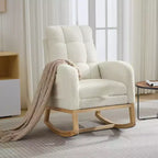 Mecedora Moderna para Bebés, Reclinable Cómoda con Bolsillo Lateral, Reposapiés, Mecedora Deslizante Tapizada de Mediados de Siglo para Sala de Estar, Dormitorio