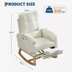 Mecedora Moderna para Bebés, Reclinable Cómoda con Bolsillo Lateral, Reposapiés, Mecedora Deslizante Tapizada de Mediados de Siglo para Sala de Estar, Dormitorio