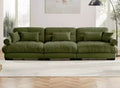 MAYEERTY Extra large 3 Seat Modern Velvet Sofa Cloud Like Comfortable Seat and Back Support with Waist Pillows and Throw Pillows Olive Green
