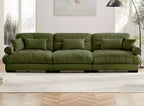 MAYEERTY Extra large 3 Seat Modern Velvet Sofa Cloud Like Comfortable Seat and Back Support with Waist Pillows and Throw Pillows Olive Green