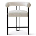 Modern Counter Height Stools with Back and Armrests, Beige Boucl Upholstered Counter Stools for Kitchen Island or Home Bar-Panipeachy