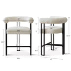 Taburetes de barra modernos con respaldo y reposabrazos, taburetes de barra tapizados en bouclé beige para isla de cocina o barra de casa