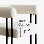 Taburetes de barra modernos con respaldo y reposabrazos, taburetes de barra tapizados en bouclé beige para isla de cocina o barra de casa