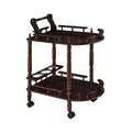 29" 2-Tier Wine Serving Cart Cherry - Ore International: Rolling Wood Shelves, 3-Bottle Rack, Caster Wheels