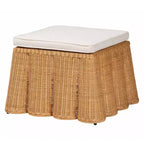 Puf de ratán Palm Scallop color miel: tapizado cuadrado, no requiere montaje, poliéster, madera contrachapada