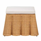 Puf de ratán Palm Scallop color miel: tapizado cuadrado, no requiere montaje, poliéster, madera contrachapada