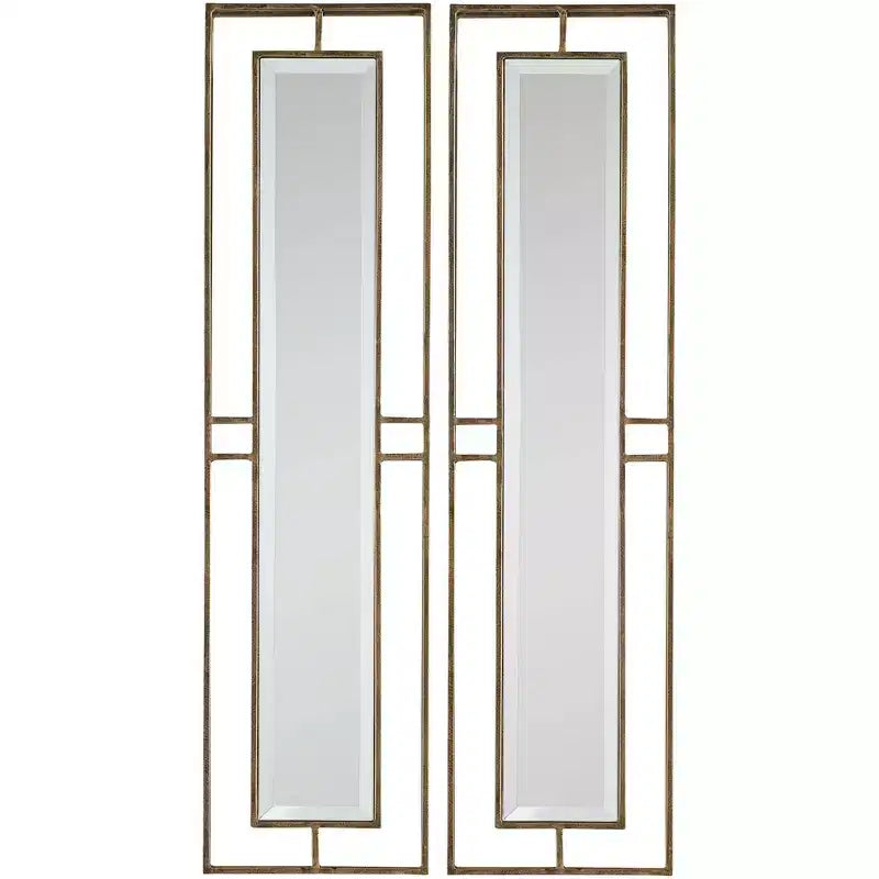 Uttermost Rutledge Antiqued Gold 7 3/4 x 30 Wall Mirrors Set of 2