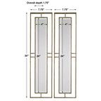 Espejos de pared dorados envejecidos de 7 3/4 x 30, juego de 2